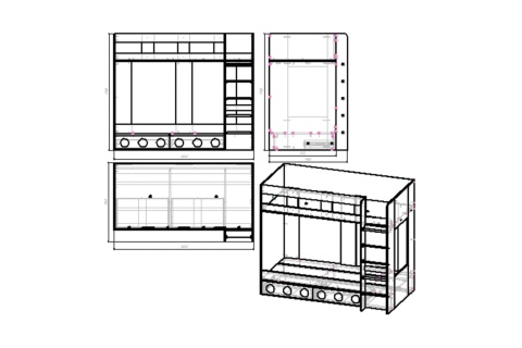 Двухъярусная кровать Кубо белый / грин грей софт / солнечно-желтый