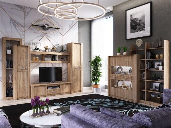 Гостиная Тиона + Шкаф для Посуды Тиона/Сонома